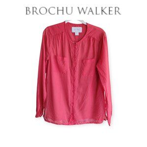 Brochu Walker Semi Sheer Silk Cotton Blend Blouse Size S